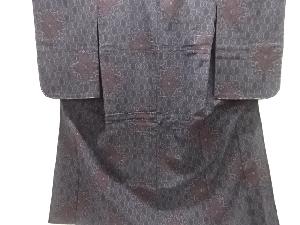 アンティーク　抽象花模様手織り紬単衣着物